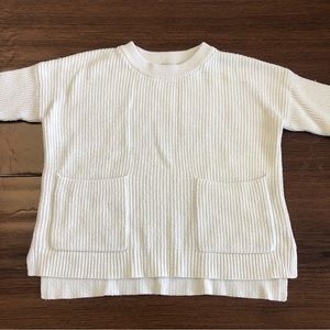 MADEWELL Women’s White Crewneck Ribbed Knit Sweater Sz XXS